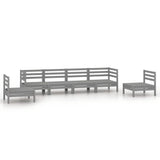 6 Piece Garden Lounge Set Grey Solid Pinewood 3082544