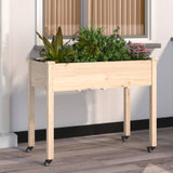 Wheeled Planter with Liner 118x59x80 cm Solid Wood Fir 3157826