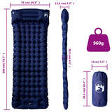 Self Inflating Camping Mattress with Pillow 1-Person Navy Blue 4007098