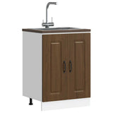 Sink Base Cabinet Kalmar Brown Oak 60x46x81.5 cm Engineered Wood 853444