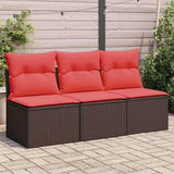 Garden Sofa with Cushion 7 pcs Brown Poly rattan 366242
