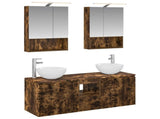 Bathroom Cabinet Set 5 pcs Smoked Oak 50 x 14.5 x 70 cm 3406363