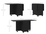 Multi-Storage Six-Person Drop Leaf Dining Table - Distressed Black T3398P343226
