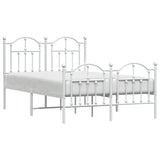 Metal Bed Frame without Mattress with Footboard White 120x200cm 353504