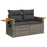 8 Piece Garden Sofa Set with Cushions Grey Poly Rattan Acacia 3327574