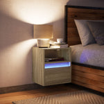 ZNTS Wall-mounted Bedside Cabinet with LED Lights Sonoma Oak 3307979
