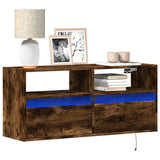 TV Wall Cabinet with LED Lights Smoked Oak 100x31x45 cm 852338