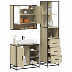 ZNTS 3 Piece Bathroom Furniture Set Sonoma Oak Engineered Wood 3301176