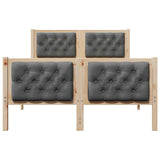Bed Frame with Headboard Dark Grey 135 x 190 cm Solid Pine Wood 878410