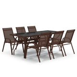 7 Piece Garden Dining Set Brown and Black 3095990