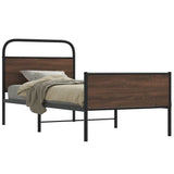 Bed Frame without Mattress 107x203 cm Brown Oak Engineered Wood 4100496