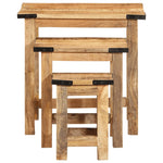 ZNTS Nesting Side Tables 3 pcs Solid Rough Wood Mango 358502