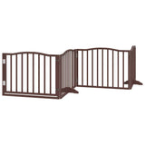 Dog Gate with Door Foldable 6 Panels Brown 480 cm Poplar Wood 3155633