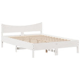 Bed Frame with Headboard White 140x200 cm Solid Wood Pine 3306304