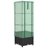 Raised Bed with Greenhouse Cover Rattan Look 40x40x139 cm 4015813