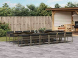 13 Piece Garden Dining Set with Cushions Grey Poly Rattan 3211484