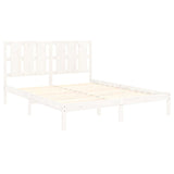 Bed Frame without Mattress White 150x200 cm King Size Solid Wood 3105606