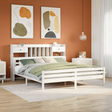 Bookcase Bed without Mattress White 180x200 cm Super King Solid Wood Pine 3322270