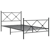 Metal Bed Frame without Mattress with Footboard Black 107x203cm 376516
