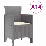 Garden Dining Set 15 pcs Light Grey Polt rattan 3378651