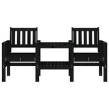 Garden Bench with Table 2-Seater Black Solid Wood Pine 825153