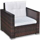 6 Piece Garden Lounge Set with Cushions Poly Rattan Brown 42742