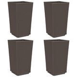 Garden Planters 4 pcs Brown 32.5x32.5x57 cm PP 367855