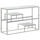 Console Table Silver Stainless Steel and Tempered Glass 350003