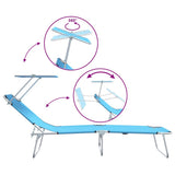 Sun Lounger Folding 2 pcs Bright Blue 58 x 188 x 77cm Polyester 42003065