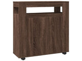 Narrow Bathroom Cabinet with Wheels Brown Oak Engineered Wood 855274