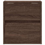 ZNTS Wall-mounted Bedside Cabinet with LED Lights Brown Oak 3307973