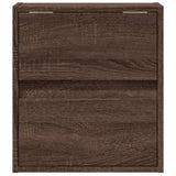ZNTS Wall-mounted Bedside Cabinet with LED Lights Brown Oak 3307973