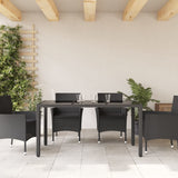 Garden Table with Glass Top Black 150x90x75 cm Poly Rattan 365531