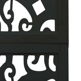 Room Divider 3 Panels Black Solid Wood Paulownia 358749