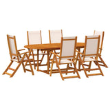 7 Piece Garden Dining Set Solid Wood Acacia and Textilene 3279273