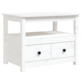 ZNTS Coffee Table White 71x49x55 cm Solid Wood Pine 820937