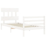 Bed Frame without Mattress White Single Solid Wood 3195122