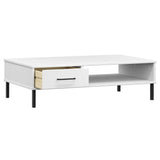 Coffee Table with Metal Legs White Solid Wood Pine OSLO 351038