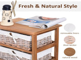 5 Drawer Dresser Wicker Basket Storage Shelf Unit Wooden Frame Home Organisation Cabinet Bedroom T3398P344191