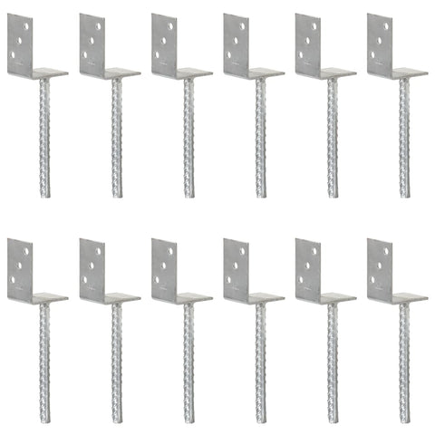 ZNTS Fence Anchors 12 pcs Silver 8x6x30 cm Galvanised Steel 145325