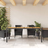 Garden Table with Acacia Wood Top Black 190x90x75 cm Poly Rattan 365541