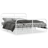 Metal Bed Frame without Mattress with Footboard White 193x203cm 377190
