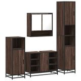 4 Piece Bathroom Furniture Set Brown Oak Engineered Wood 3301244