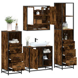 4 Piece Bathroom Furniture Set Smoked Oak Engineered Wood 3301297