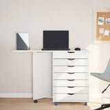 Rolling Cabinet with Desk MOSS White Solid Wood Pine 355901