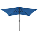 ZNTS Garden Parasol with LEDs and Steel Pole Azure Blue 2x3 m 313793