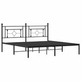 Metal Bed Frame without Mattress with Headboard Black 183x213cm 374344