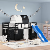 Kids' Loft Bed with Tunnel without Mattress White&Black 80x200cm 3207042
