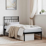 Metal Bed Frame without Mattress with Headboard Black 75x190cm 373681