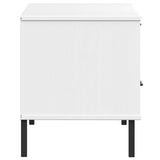 TV Cabinet with Metal Legs White Solid Wood Pine OSLO 351023
